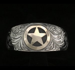custom silver and gold star bracelet made by SB Western Silver in Bandera TX