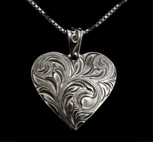 Custom silver heart pendant made by SB Western Silver in Bandera, TX